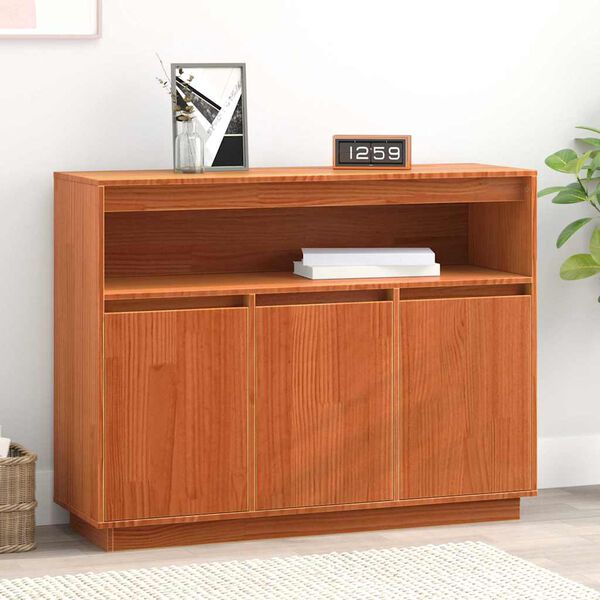 vidaXL Sideboard Wax Brown 104.5 x 34 x 80 cm Solid Pine Wood