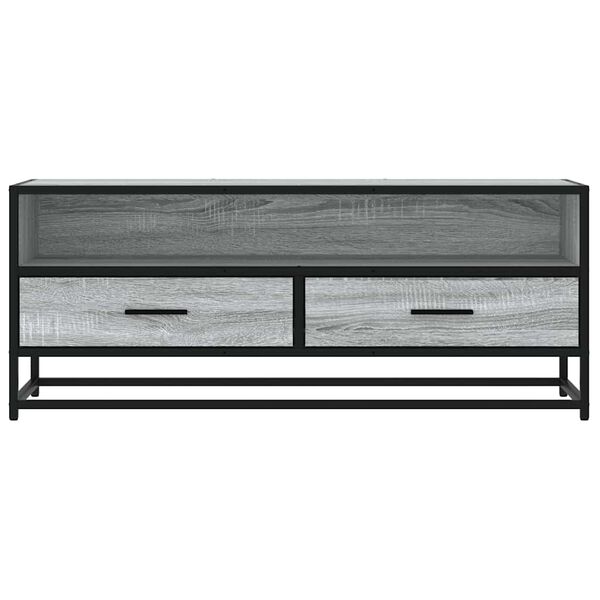 vidaXL TV Cabinet Grey Sonoma 100x34.5x40 cm Engineered Wood and Metal