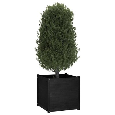 vidaXL Garden Planter Black 70x70x70 cm Solid Pinewood