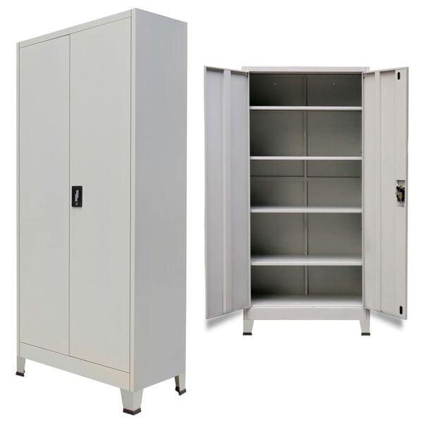 vidaXL Office Cabinet with 2 Doors Steel 90x40x180cm Grey