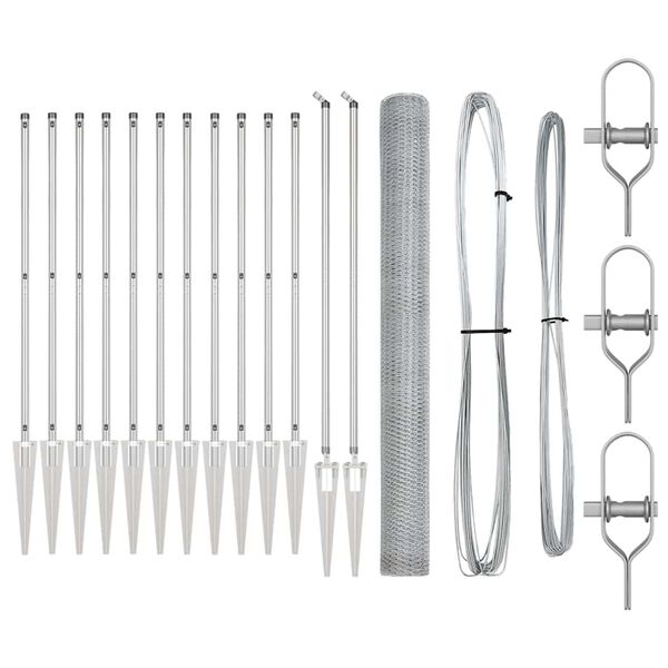 vidaXL Fence Post Silver 25 x 1.5 m (13 mm mesh) Steel