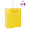 vidaXL Paper Bags 50 pcs with Handles Yellow 18x8x22 cm
