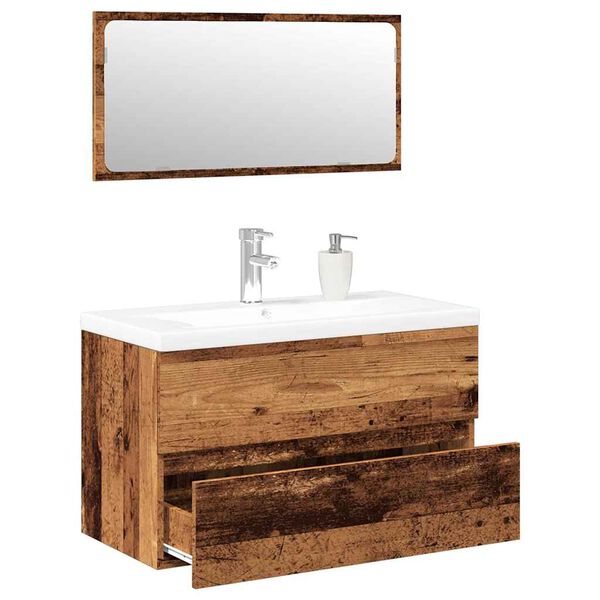 vidaXL Bathroom Furniture Set Old Wood Engineered Wood