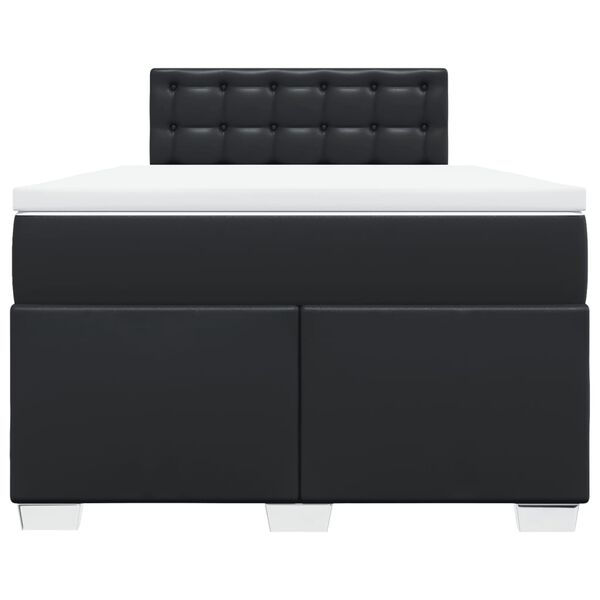 vidaXL Box Spring Bed with Mattress Black 120x190 cm Faux Leather