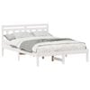 vidaXL Bed Frame White 135 x 190 cm Solid Pine Wood