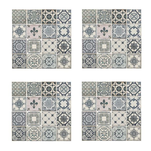 WALPLUS Mural Decoration Sticker Vintage Blue 54x54cm 4 Sheets