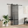vidaXL Sliding Door with Hardware Set Black 90x205 cm Tempered Glass