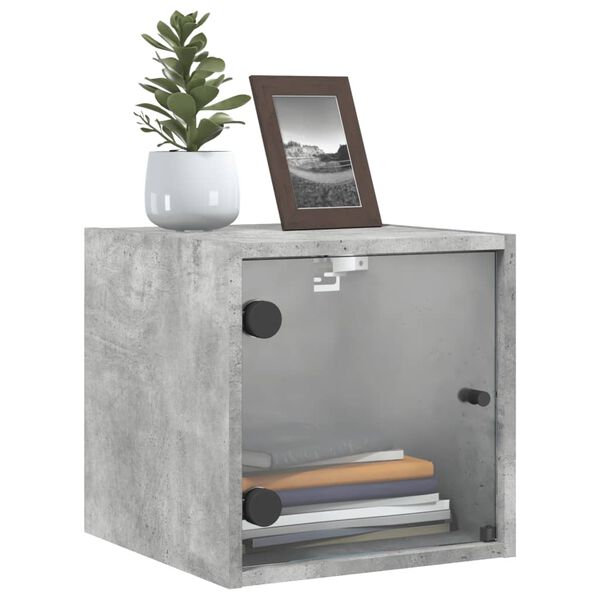 vidaXL Bedside Cabinet with Glass Door Concrete Grey 35x37x35 cm