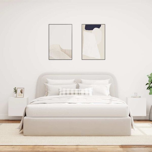 vidaXL TV Wall Cabinets with LED Lights 2 pcs White 40.5x35x40 cm