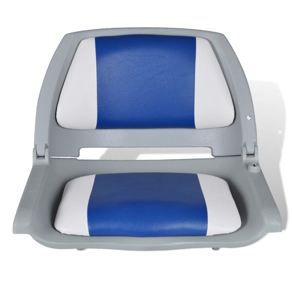 vidaXL Boat Seats 2 pcs Foldable Backrest Blue-white Pillow 41x51x48cm