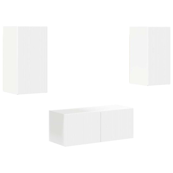 vidaXL TV Cabinet Set Wall-mounted 6 pcs White Engineered Wood