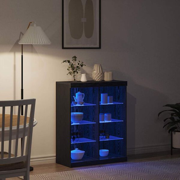 vidaXL LED Sideboard Black Oak 41 x 37 x 100 cm Engineered Wood