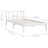 vidaXL Bed Frame without Mattress White Solid Wood Single