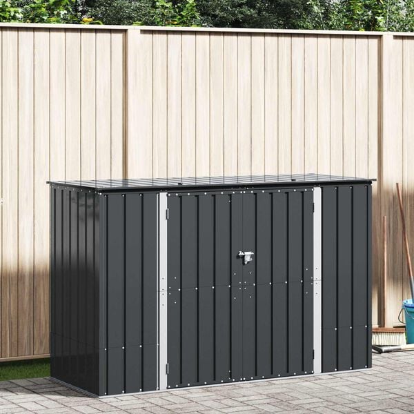 vidaXL Garden Storage Box Black 214 x 82 x 132 cm Steel