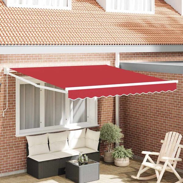 vidaXL Retractable Awning Red 350 x 250 cm Polyester and Aluminium