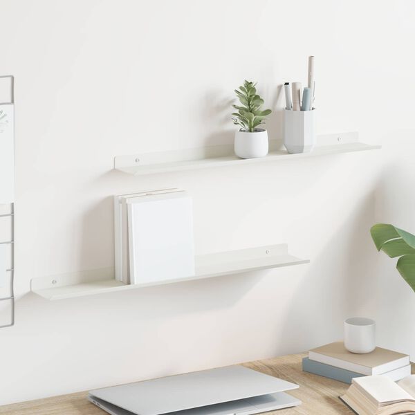 vidaXL Floating Shelf Wall-mounted 2 pcs White 60 x 8.5 x 2.5 cm Steel