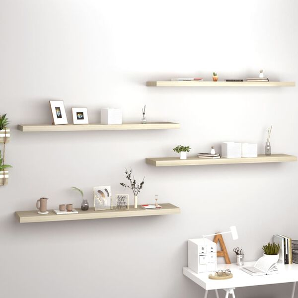 vidaXL Floating Wall Shelves 4 pcs Oak 120x23.5x3.8 cm MDF