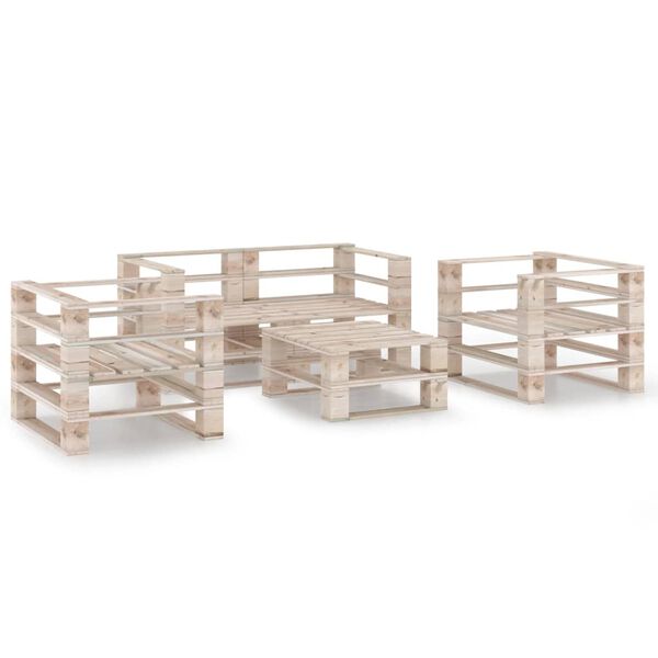 vidaXL 5 Piece Garden Pallet Lounge Set Pinewood
