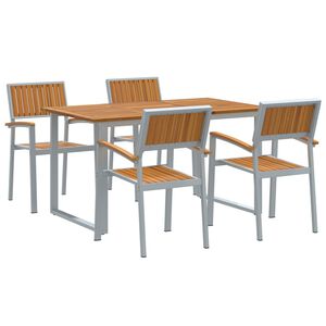 vidaXL Garden Dining Set 5 pcs Grey and brown 140 x 80 x 75 cm