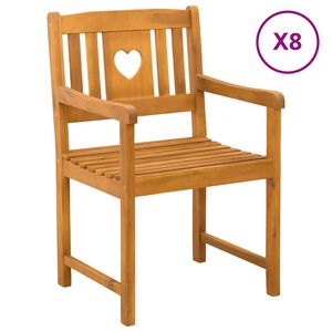 vidaXL Garden Chairs 8 pcs Natural Solid Acacia Wood