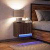 vidaXL Wall-mounted Bedside Cabinet with LED Lights Brown Oak