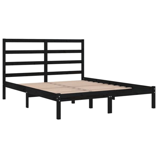 vidaXL Bed Frame without Mattress Black 140x190 cm Solid Wood Pine