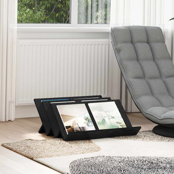 vidaXL Magazine Rack Black Oak 65 x 53 x 28.5 cm Engineered Wood