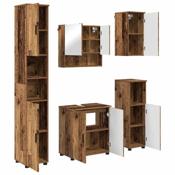 vidaXL Bathroom Furniture Set 5 pcs Old Wood Engineered wood & Metal