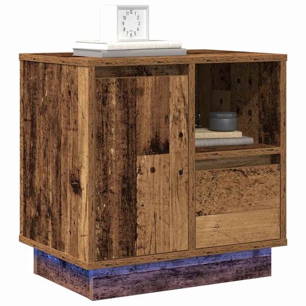 vidaXL Bedside Cabinet with Drawer 2 pcs Old Wood 50 x 34.5 x 50 cm
