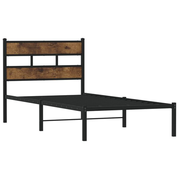 vidaXL Metal Bed Frame without Mattress Smoked Oak 90x200 cm