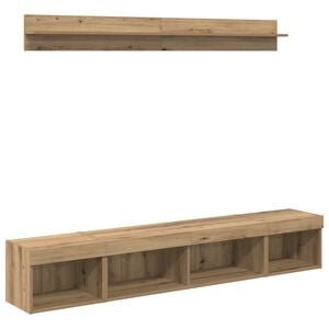 vidaXL TV Wall Cabinet Set with LED 5 pcs Artisan Oak Engineered Wood