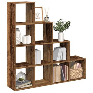 vidaXL Room Divider Bookcase 4-Tier Old Wood 131,5x29x131,5 cm Engineered Wood