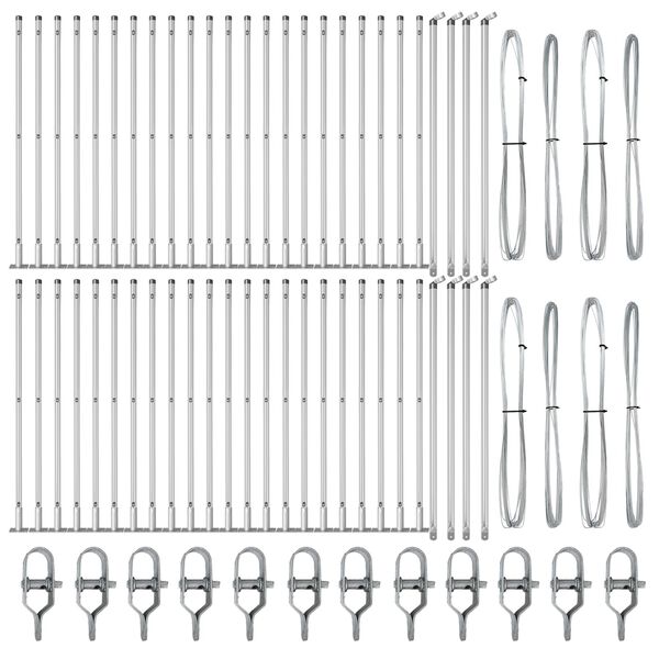 vidaXL Fence Post Other 52 pcs Grey 3.2 x 3.2 x 50 cm Steel