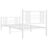 vidaXL Metal Bed Frame without Mattress with Footboard White 90x200cm