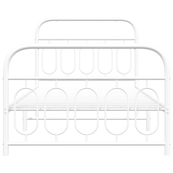 vidaXL Metal Bed Frame without Mattress with Footboard White 107x203cm