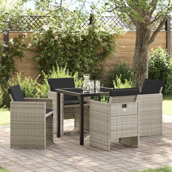 vidaXL Garden Dining Set 5 pcs Light Grey Poly Rattan