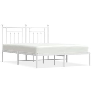vidaXL Metal Bed Frame without Mattress with Headboard White 140x200cm