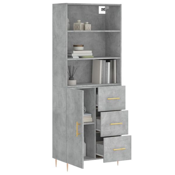 vidaXL Highboard Concrete Grey 69.5x34x180 cm Engineered Wood