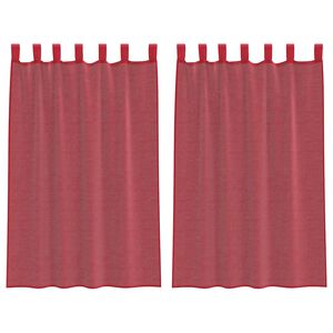 vidaXL Voile Curtains with Rod Pockets 2 pcs Wine Red