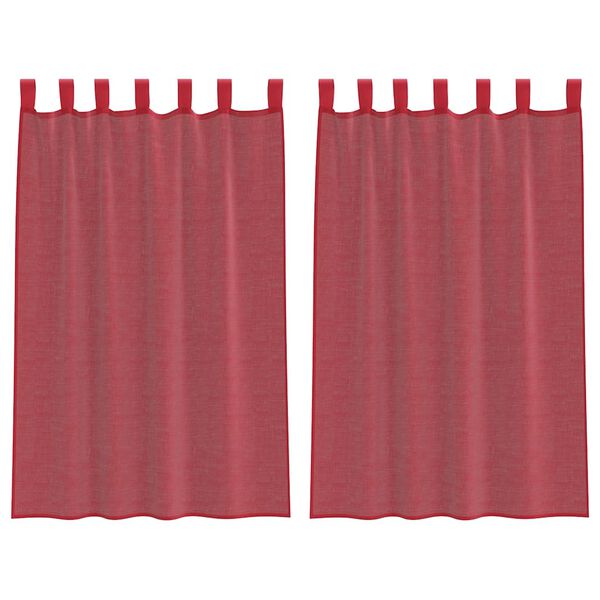 vidaXL Voile Curtains with Rod Pockets 2 pcs Wine Red