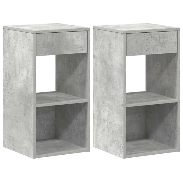 vidaXL Bedside Cabinets with Drawer 2 pcs Concrete Grey 35x34x66.5 cm