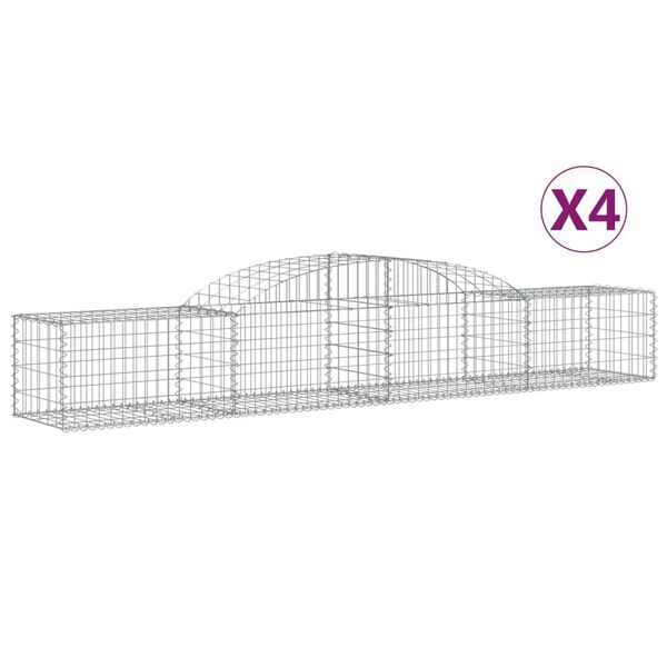 vidaXL Arched Gabion Baskets 4 pcs 300x50x40/60 cm Galvanised Iron