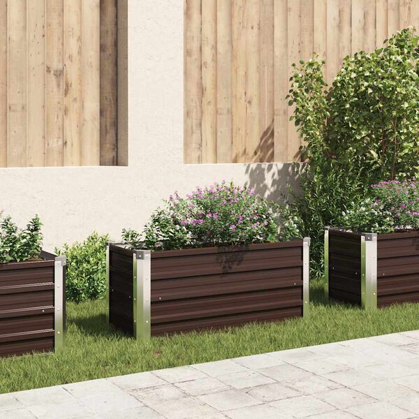 vidaXL Garden Raised Bed Brown 100x40x45 cm Galvanised Steel
