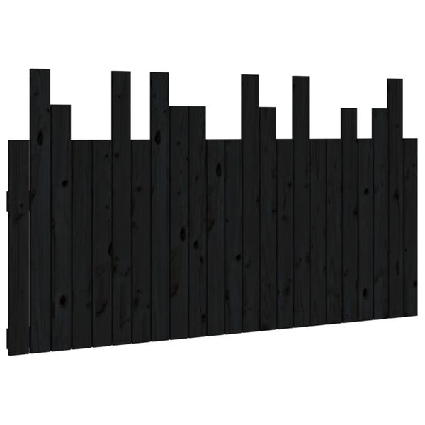 vidaXL Wall Headboard Black 146.5x3x80 cm Solid Wood Pine