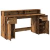 vidaXL Desk with LED Lights Old Wood 160x55x91 cm Engineered Wood