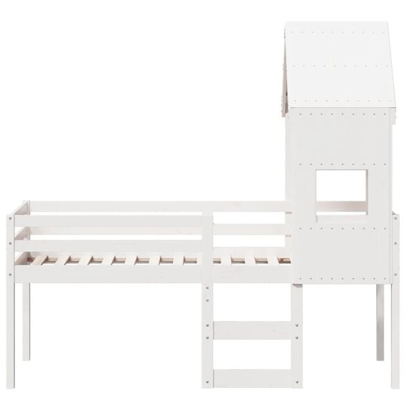 vidaXL High Sleeper Bed without Mattress White 90x190 cm Single Solid Wood Pine