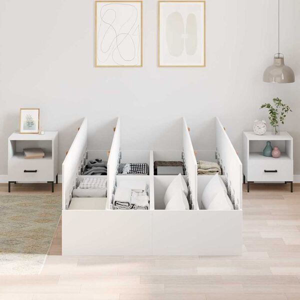 vidaXL Storage Bed Frame White 120 x 200 cm Engineered Wood