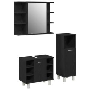 vidaXL Bathroom Furniture Set 3 pcs Black Engineered Wood