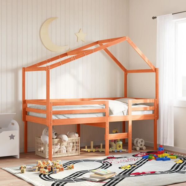 vidaXL High Sleeper Bed without Mattress Wax Brown 90x190 cm Single Solid Wood Pine