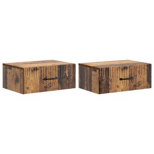 vidaXL Wall-Mounted Bedside Cabinet 2 pcs Old Wood 49 x 34.5 x 20 cm